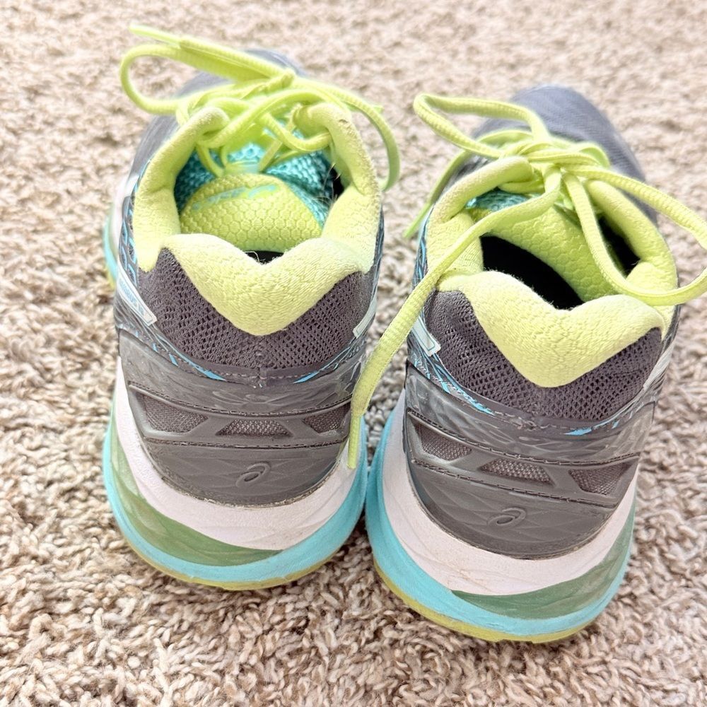 ASICS Steal,Teal & Lime Green Gel Nimbus Athletic Shoes - Picture 4 of 5